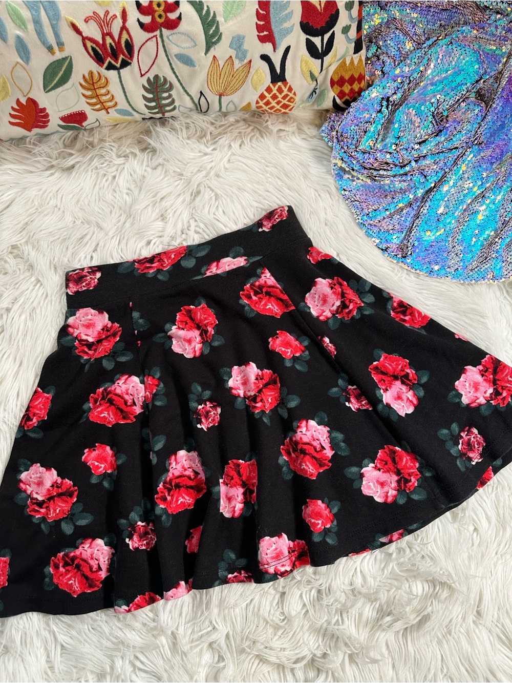 Divided • Rose Floral Fit n Flare Skirt